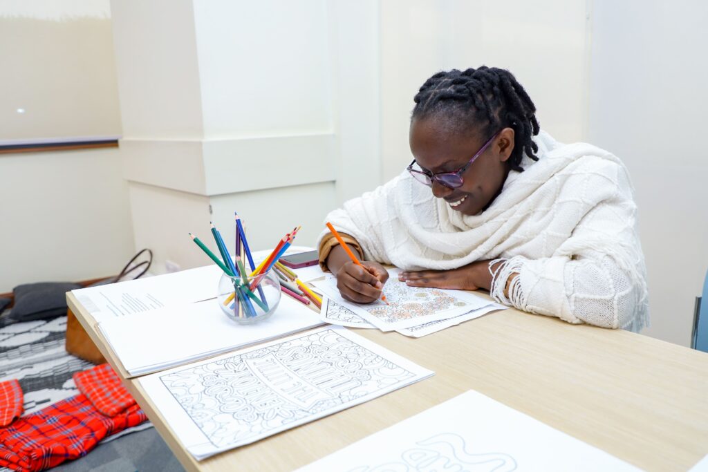 Participant coloring at the DFA Wellness Hub